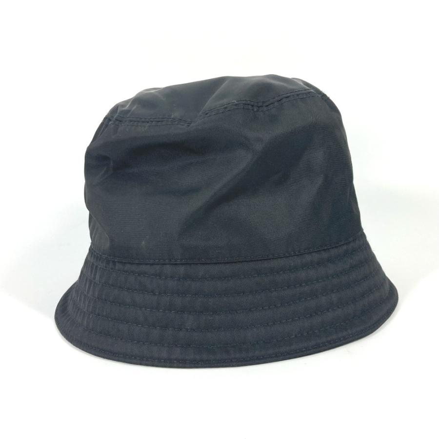未使用 PRADA プラダ 1HC137 トライアングルロゴ 三角ロゴ プレート ハット帽 帽子 バケットハット ボブハット ハット ブラック レディース【中古】 | PRADA | 01