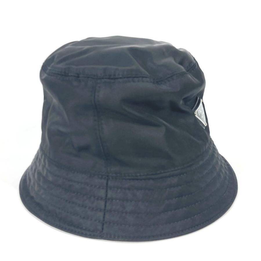 未使用 PRADA プラダ 1HC137 トライアングルロゴ 三角ロゴ プレート ハット帽 帽子 バケットハット ボブハット ハット ブラック レディース【中古】 | PRADA | 03