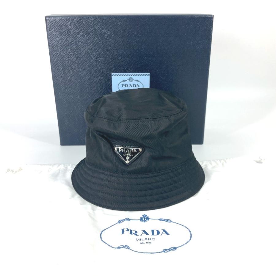 未使用 PRADA プラダ 1HC137 トライアングルロゴ 三角ロゴ プレート ハット帽 帽子 バケットハット ボブハット ハット ブラック レディース【中古】 | PRADA | 05