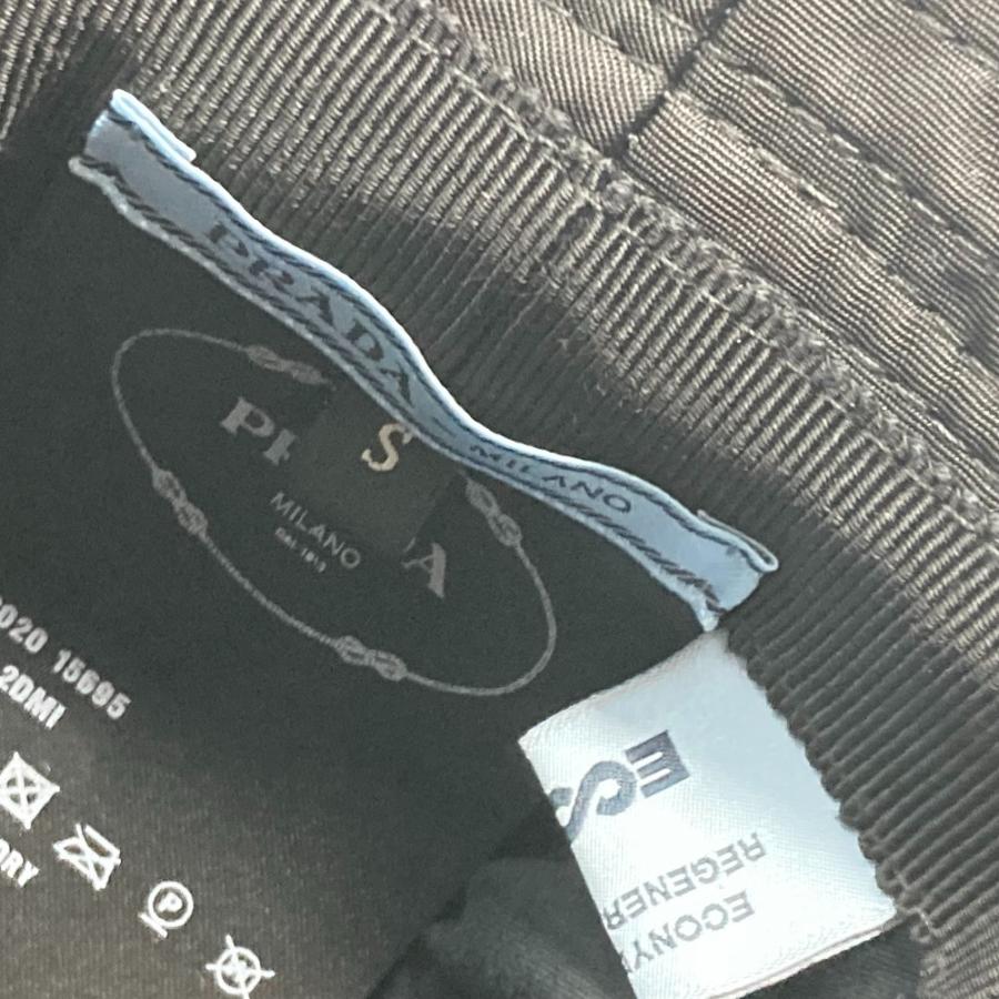 未使用 PRADA プラダ 1HC137 トライアングルロゴ 三角ロゴ プレート ハット帽 帽子 バケットハット ボブハット ハット ブラック レディース【中古】 | PRADA | 07