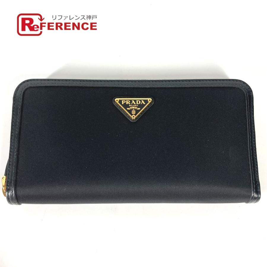 未使用品　カード付　PRADA プラダ　長財布　三角プレート　トライアングル　黒 PRADA（プラダ） 長財布 財布 レディース サフィアーノ トライアングル