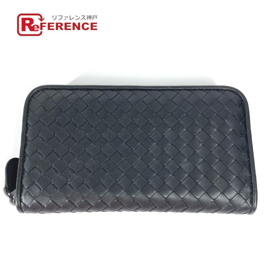新品同様 BOTTEGA VENETA ボッテガヴェネタ イントレチャート ラウンドファスナー ロングウォレット 長財布 ブラック レディース【中古】 | 