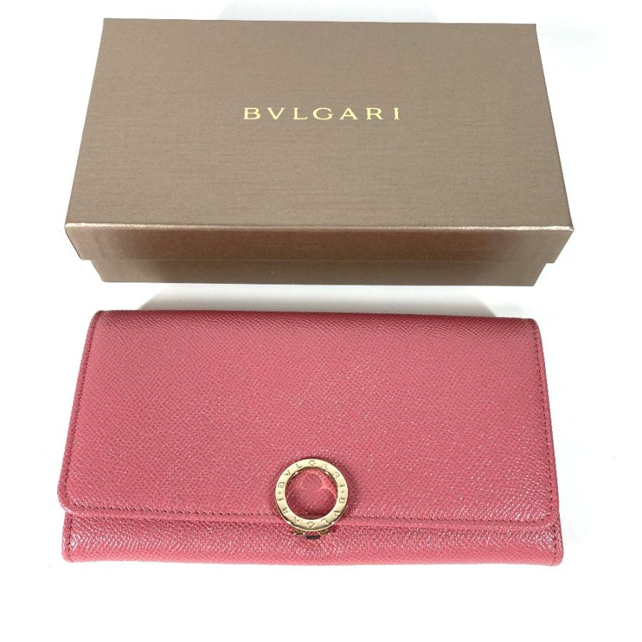 新品同様　箱付き　BVLGARI ブルガリ　長財布　ロゴクリップ　ピンク　希少 BVLGARI 新品同様 ブルガリ ロゴクリップ 2つ折り ロング