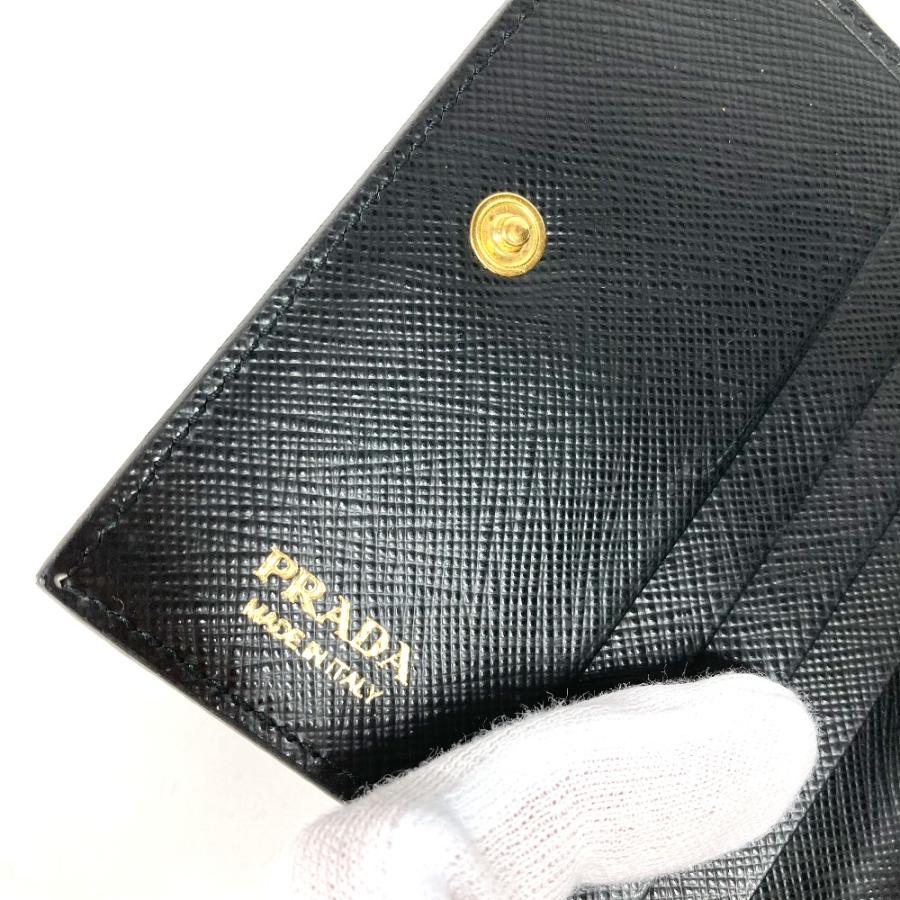 未使用 PRADA プラダ 1MV204 総柄 ロゴ コンパクトウォレット 2つ折り財布 ブラック レディース【中古】 | PRADA | 03