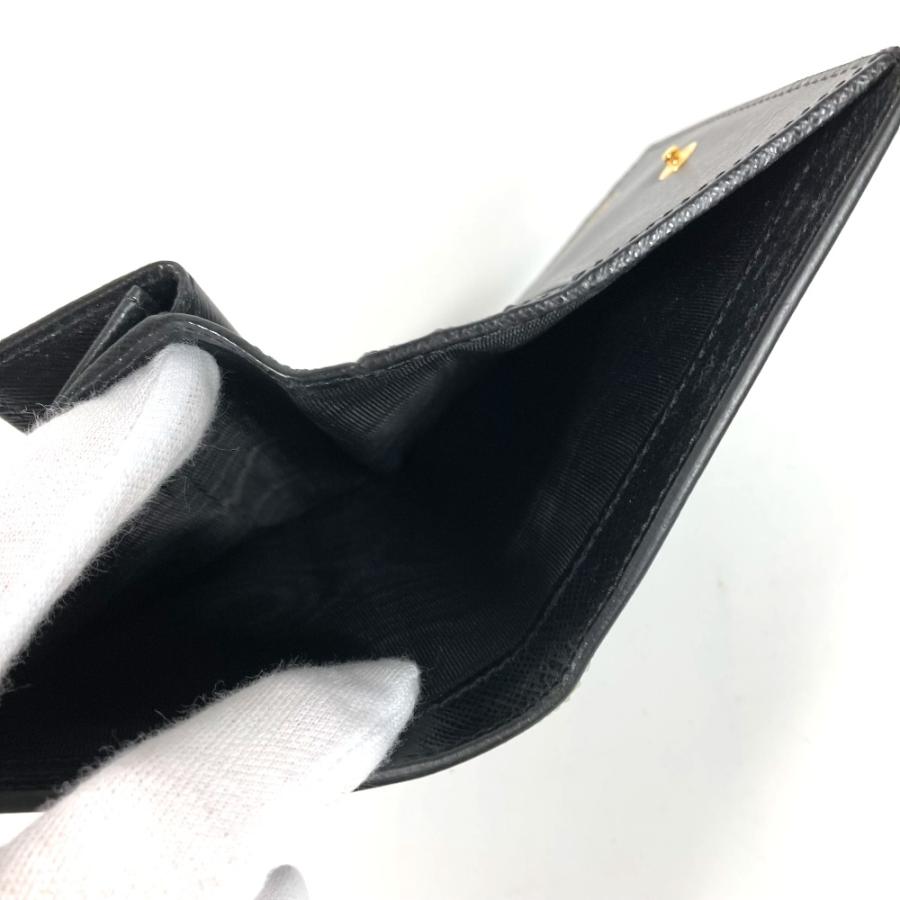 未使用 PRADA プラダ 1MV204 総柄 ロゴ コンパクトウォレット 2つ折り財布 ブラック レディース【中古】 | PRADA | 04