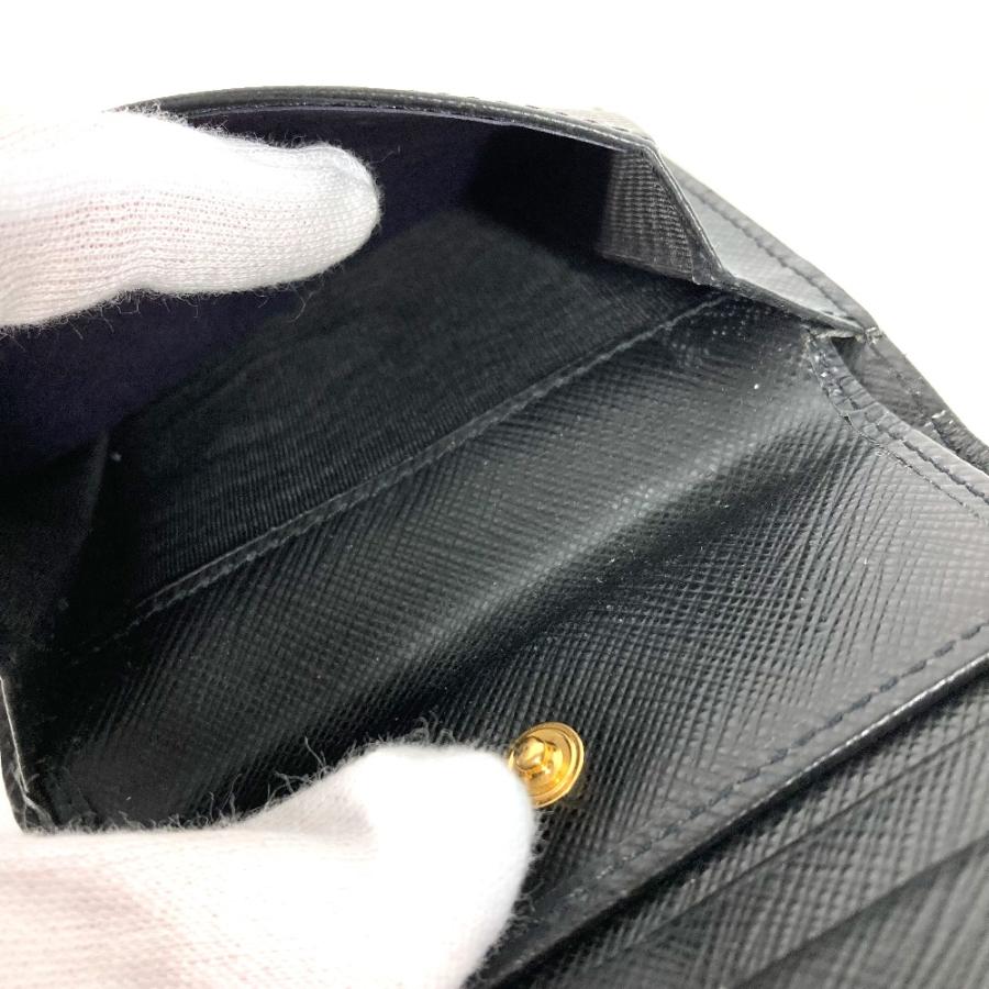 未使用 PRADA プラダ 1MV204 総柄 ロゴ コンパクトウォレット 2つ折り財布 ブラック レディース【中古】 | PRADA | 05