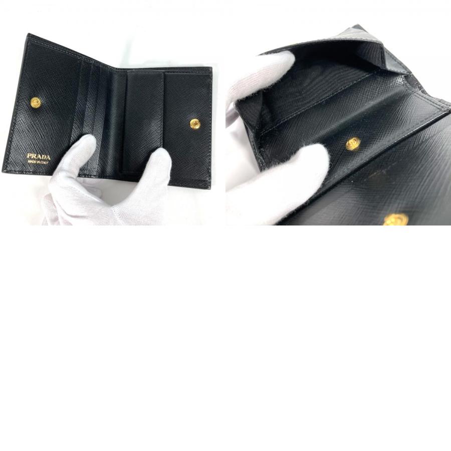 未使用 PRADA プラダ 1MV204 総柄 ロゴ コンパクトウォレット 2つ折り財布 ブラック レディース【中古】 | PRADA | 09