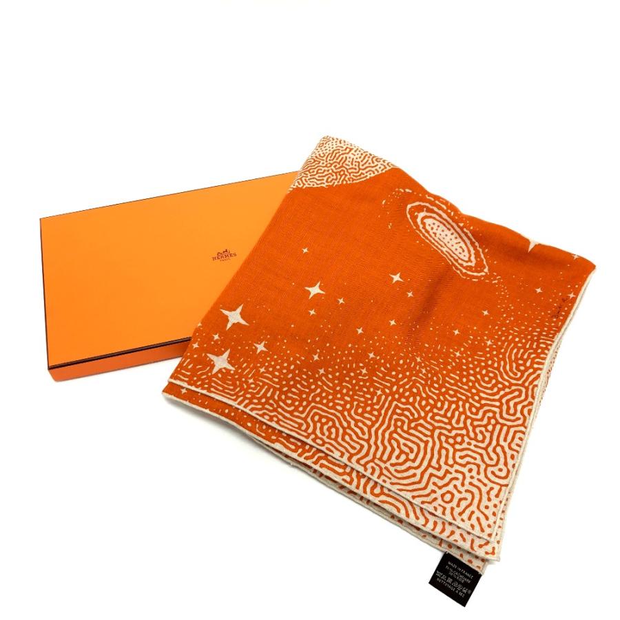 未使用 HERMES エルメス カレジェアン 140 2023秋冬コレクション ストール クレールドゥリュンヌ Clair De Lune スカーフ オレンジ【中古】 | HERMES | 09