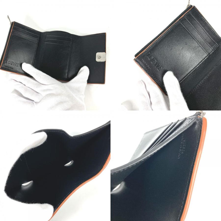 美品 LOEWE ロエベ C821TR2X02 アナグラム トライフォールド ウォレット（ コンパクトウォレット 3つ折り財布 ブラック レディース【中古】 | LOEWE | 08