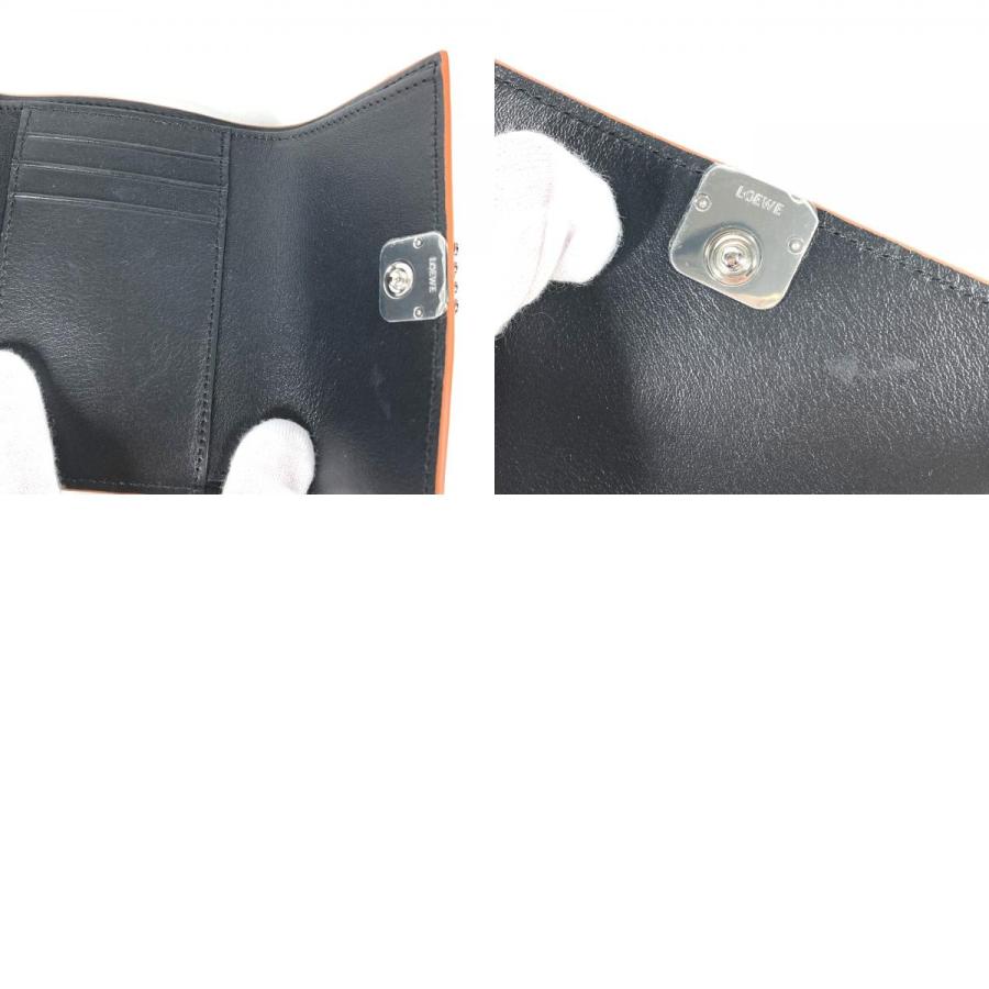 美品 LOEWE ロエベ C821TR2X02 アナグラム トライフォールド ウォレット（ コンパクトウォレット 3つ折り財布 ブラック レディース【中古】 | LOEWE | 09