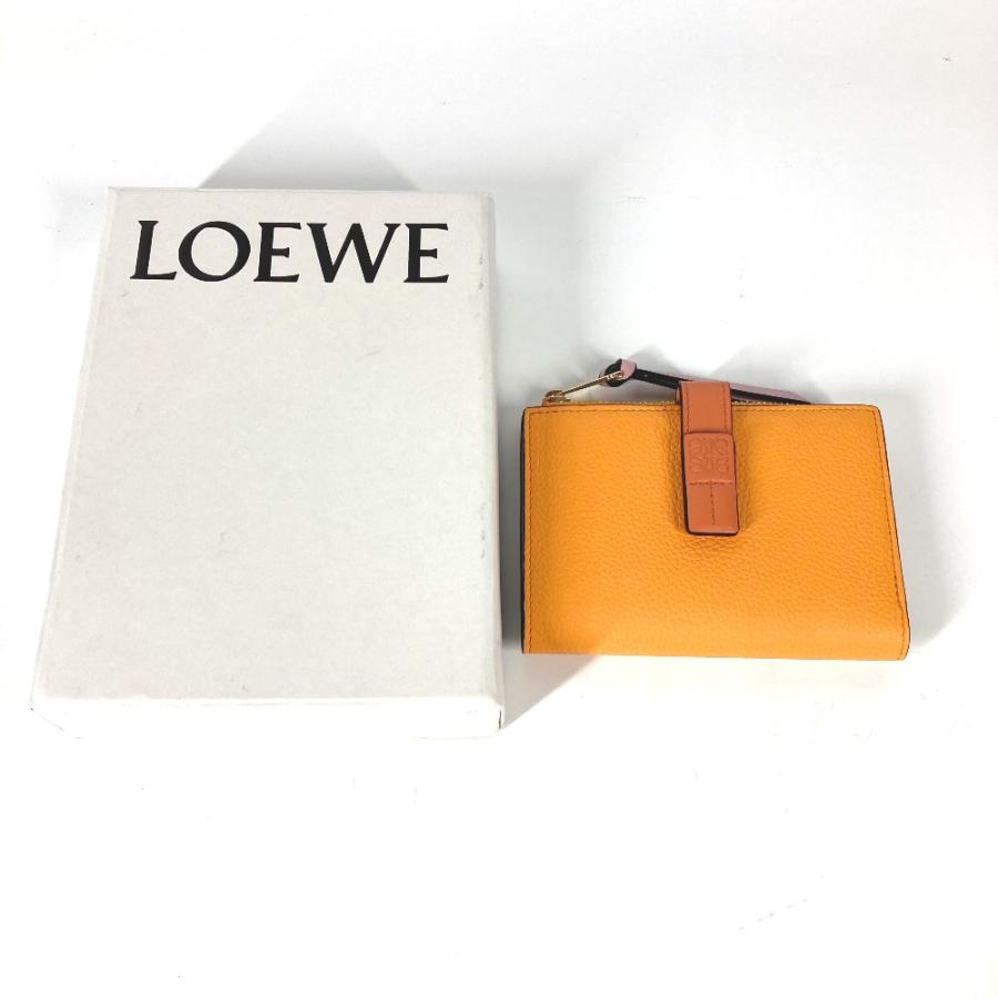美品 LOEWE ロエベ コンパクト ジップウォレット アナグラム 2つ折り財布 オレンジ レディース【中古】 | LOEWE | 01