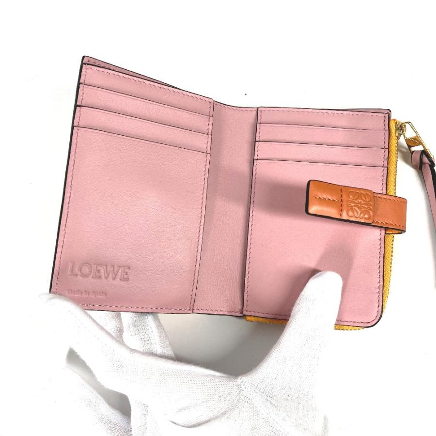 美品 LOEWE ロエベ コンパクト ジップウォレット アナグラム 2つ折り財布 オレンジ レディース【中古】 | LOEWE | 08