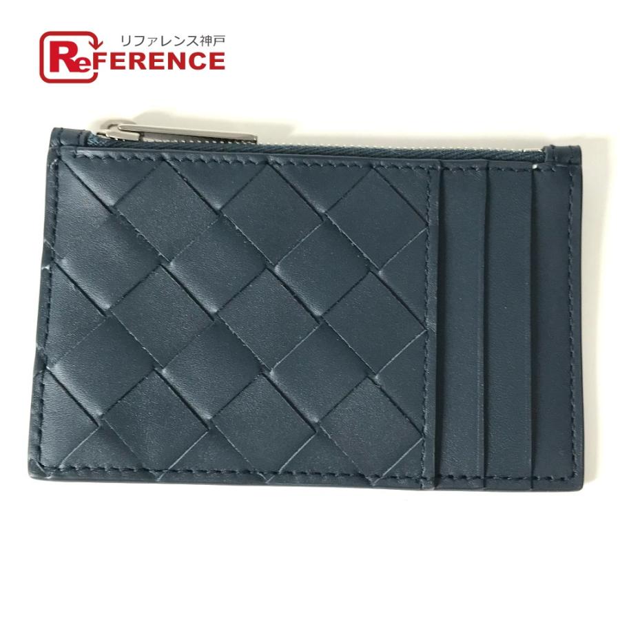 美品 BOTTEGA VENETA ボッテガヴェネタ イントレチャート カードケース カードホルダー 小銭入れ 財布  コインケース ネイビー ユニセックス【中古】 | 