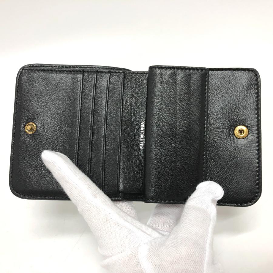 BALENCIAGA バレンシアガ 594216 ロゴ コンパクトウォレット 短財布 2つ折り財布 ブラック ユニセックス【中古】 | BALENCIAGA | 06