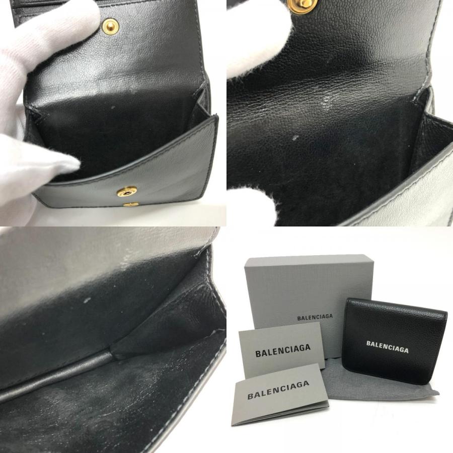 BALENCIAGA バレンシアガ 594216 ロゴ コンパクトウォレット 短財布 2つ折り財布 ブラック ユニセックス【中古】 | BALENCIAGA | 09