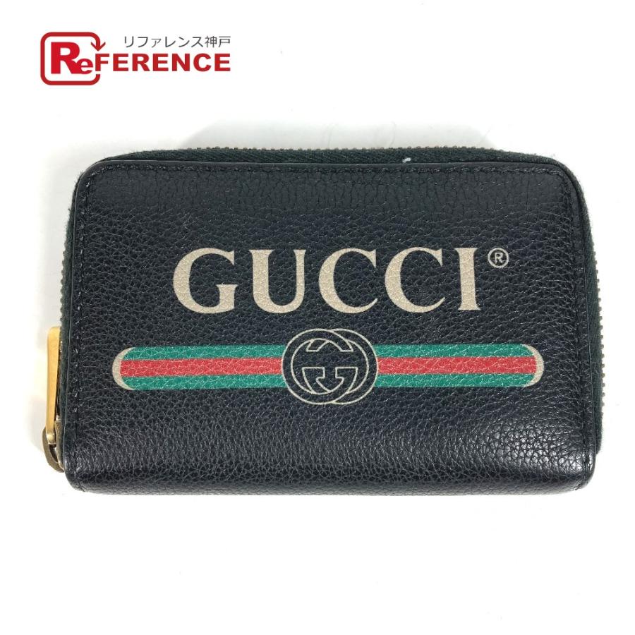 GUCCI グッチ 496319 ロゴ ラウンドファスナー 小銭入れ 財布 コインケース ブラック レディース【中古】 | GUCCI