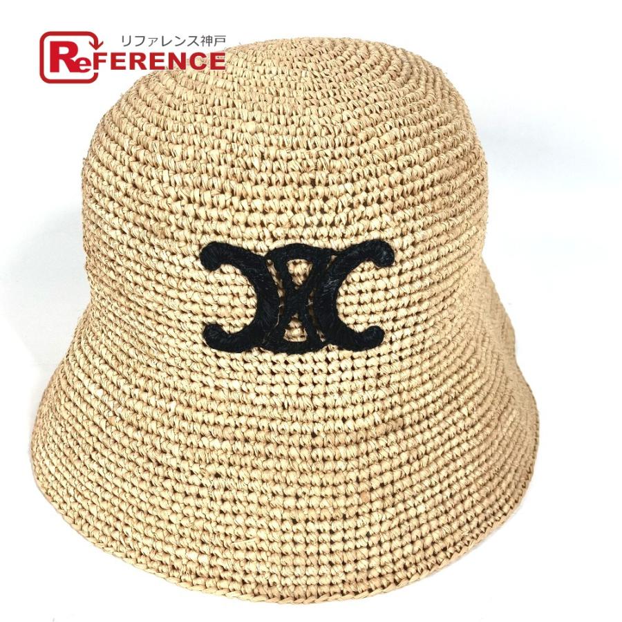 未使用 CELINE セリーヌ 2AUP7517Q トリオンフ バケットハット ハット帽 帽子 バケットハット ボブハット ハット ナチュラル ベージュ レディース【中古】 | CELINE