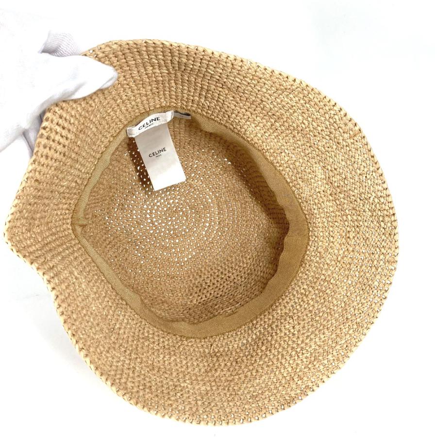 未使用 CELINE セリーヌ 2AUP7517Q トリオンフ バケットハット ハット帽 帽子 バケットハット ボブハット ハット ナチュラル ベージュ レディース【中古】 | CELINE | 05