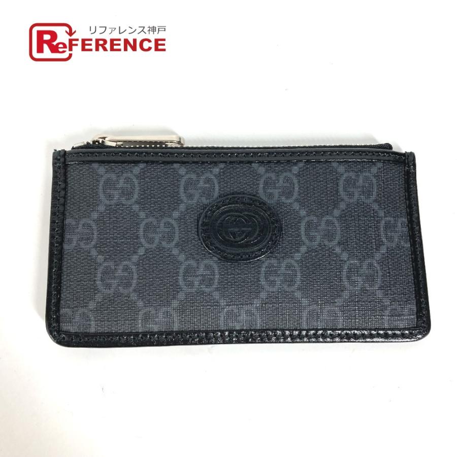 美品 GUCCI グッチ 697717 インターロッキングG カードケース フラグメントケース 財布 GGスプリーム コインケース ブラック【中古】 | GUCCI