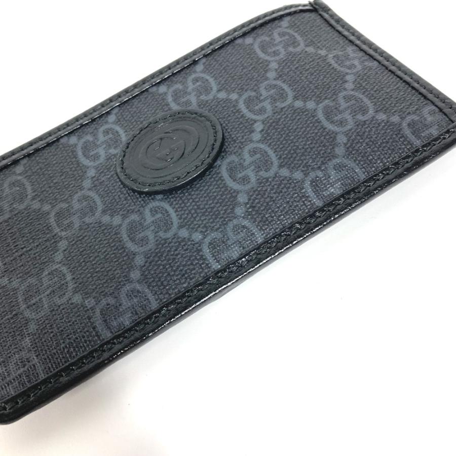 美品 GUCCI グッチ 697717 インターロッキングG カードケース フラグメントケース 財布 GGスプリーム コインケース ブラック【中古】 | GUCCI | 03