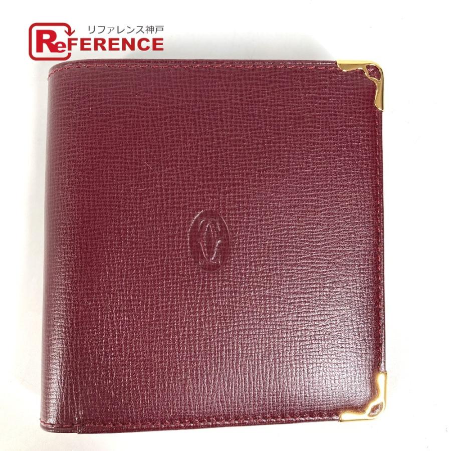 美品 CARTIER カルティエ マストライン コンパクトウォレット 2つ折り財布 ワインレッド レディース【中古】 | Cartier