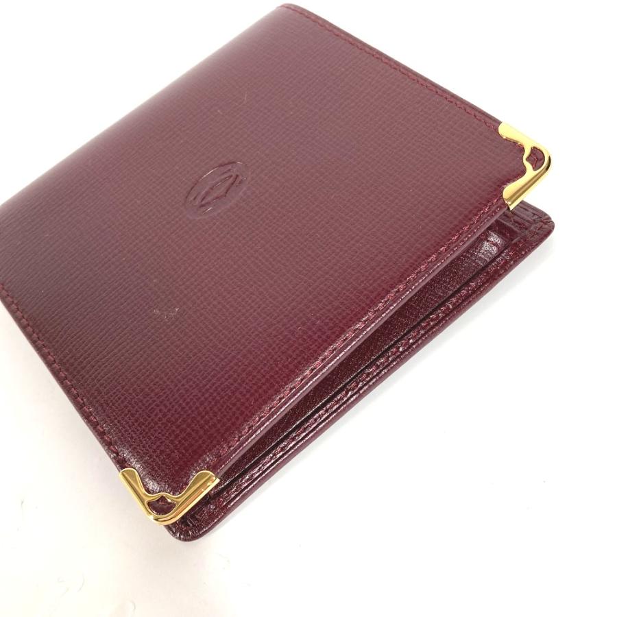 美品 CARTIER カルティエ マストライン コンパクトウォレット 2つ折り財布 ワインレッド レディース【中古】 | Cartier | 01