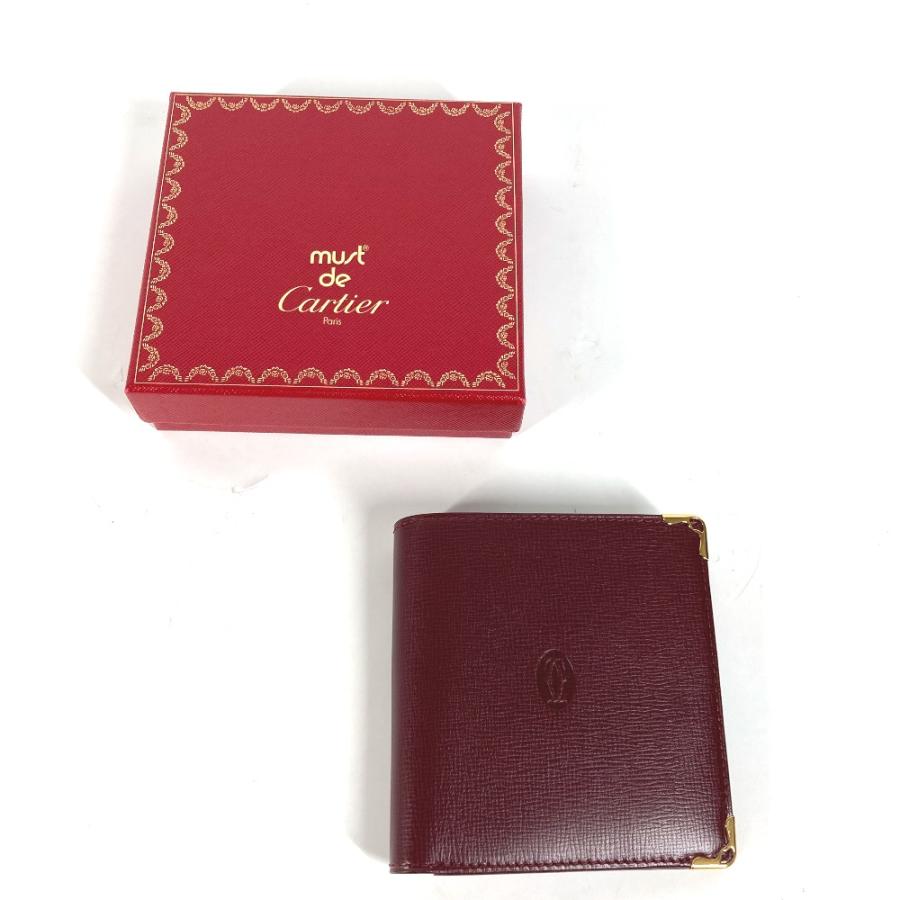 美品 CARTIER カルティエ マストライン コンパクトウォレット 2つ折り財布 ワインレッド レディース【中古】 | Cartier | 02