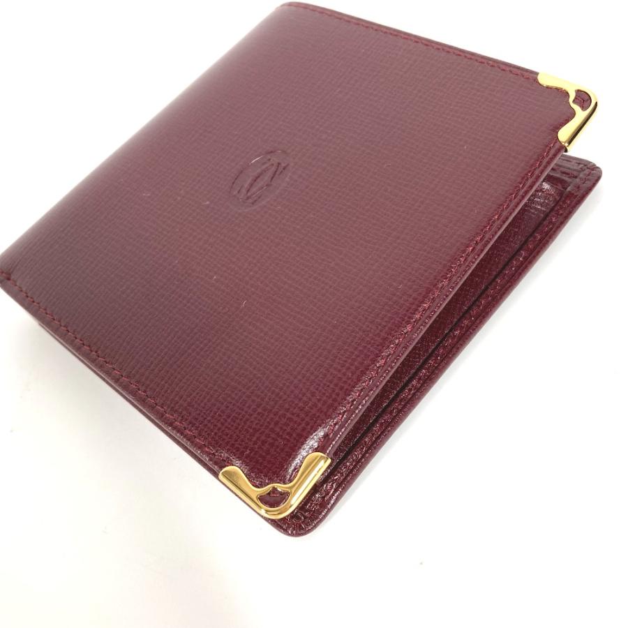 美品 CARTIER カルティエ マストライン コンパクトウォレット 2つ折り財布 ワインレッド レディース【中古】 | Cartier | 03