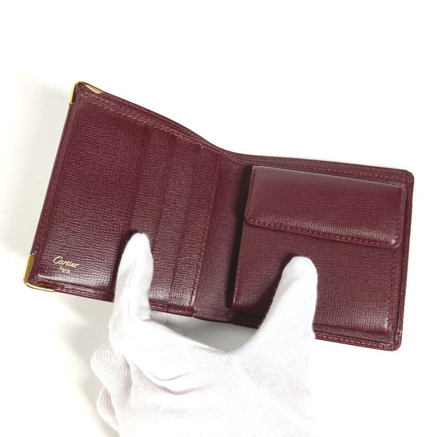 美品 CARTIER カルティエ マストライン コンパクトウォレット 2つ折り財布 ワインレッド レディース【中古】 | Cartier | 07