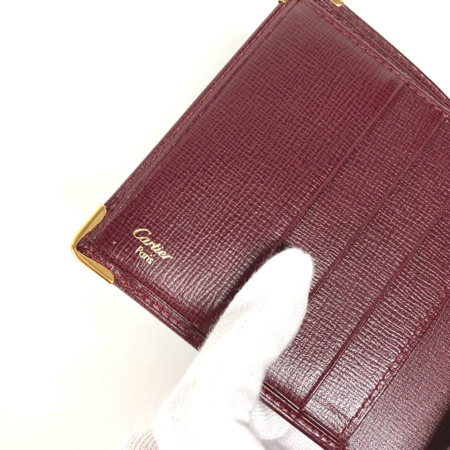 美品 CARTIER カルティエ マストライン コンパクトウォレット 2つ折り財布 ワインレッド レディース【中古】 | Cartier | 08