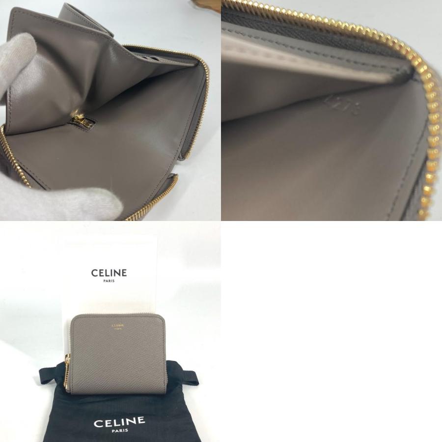 新品同様 CELINE セリーヌ 10L203BEL.10BL スモール ジップウォレット エッセンシャル ラウンドファスナー 2つ折り財布 ぺブル【中古】 | CELINE | 09
