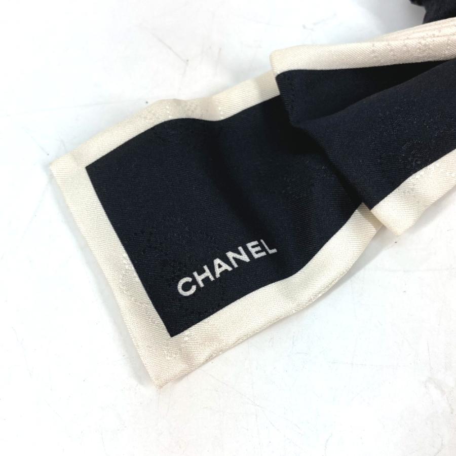 CHANEL シャネル リボン りぼん バイカラー シュシュ 髪飾り　 ヘアアクセサリー  ヘアゴム ブラック×ホワイト レディース【中古】 | CHANEL | 01