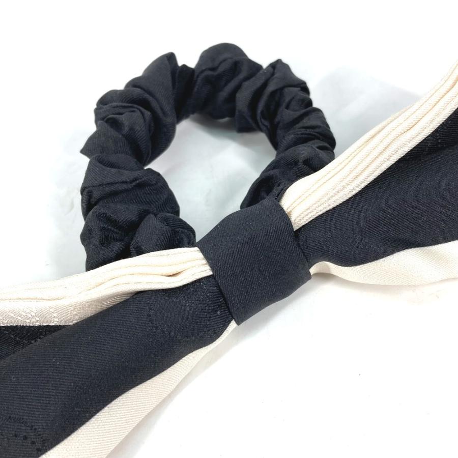 CHANEL シャネル リボン りぼん バイカラー シュシュ 髪飾り　 ヘアアクセサリー  ヘアゴム ブラック×ホワイト レディース【中古】 | CHANEL | 02