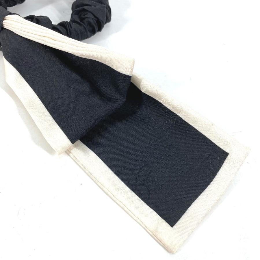 CHANEL シャネル リボン りぼん バイカラー シュシュ 髪飾り　 ヘアアクセサリー  ヘアゴム ブラック×ホワイト レディース【中古】 | CHANEL | 03