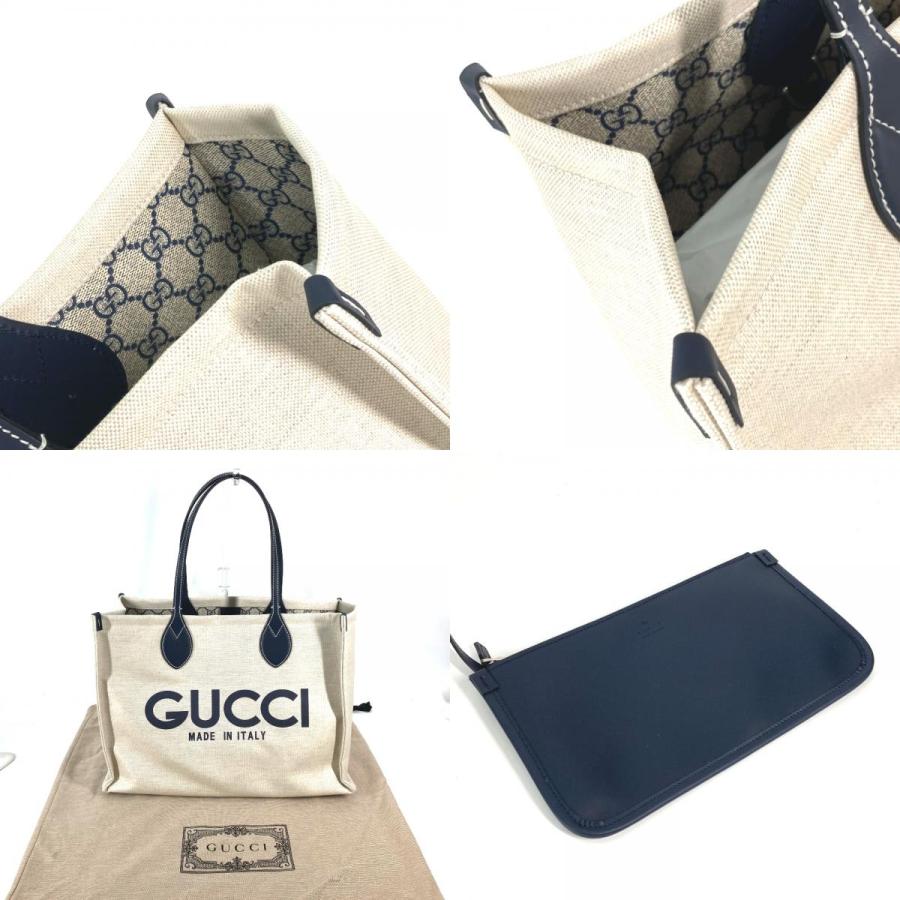 新品同様 GUCCI グッチ 772176 ロゴ プリント ショルダーバッグ 肩掛け 日本限定 JAPAN トートバッグ ベージュ系×ブラック 【中古】 | GUCCI | 07