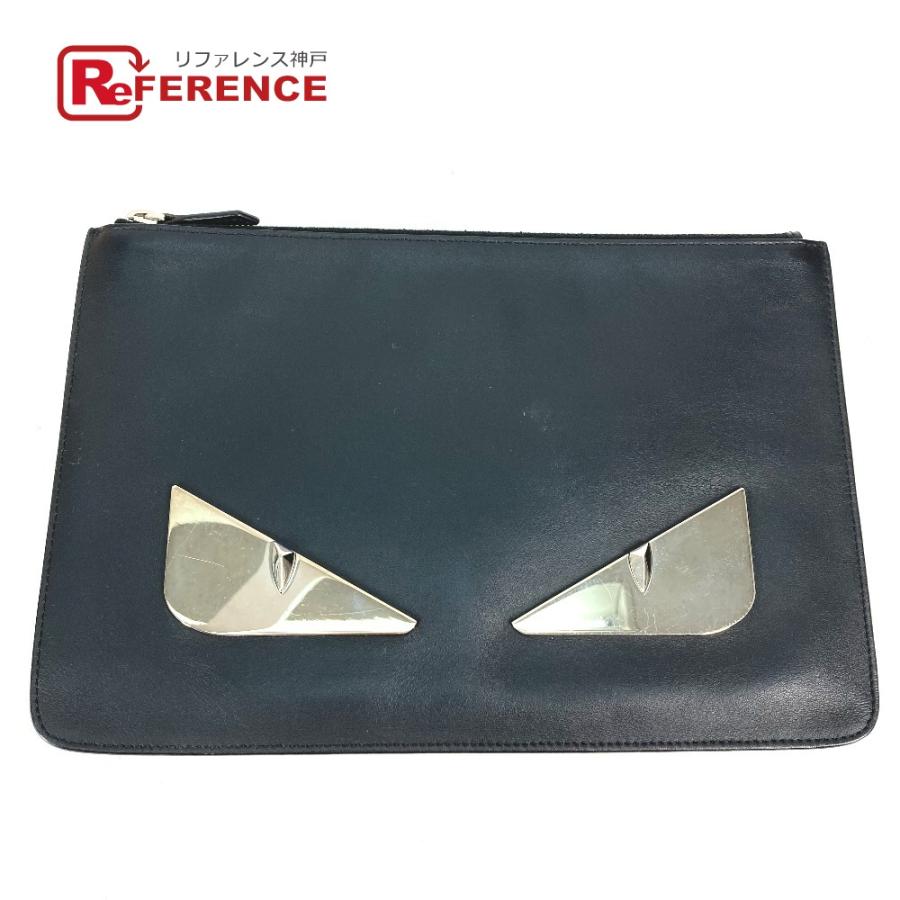 FENDI フェンディ 7N0078 モンスター バグス ポーチ カバン クラッチバッグ ブラック メンズ【中古】 | FENDI
