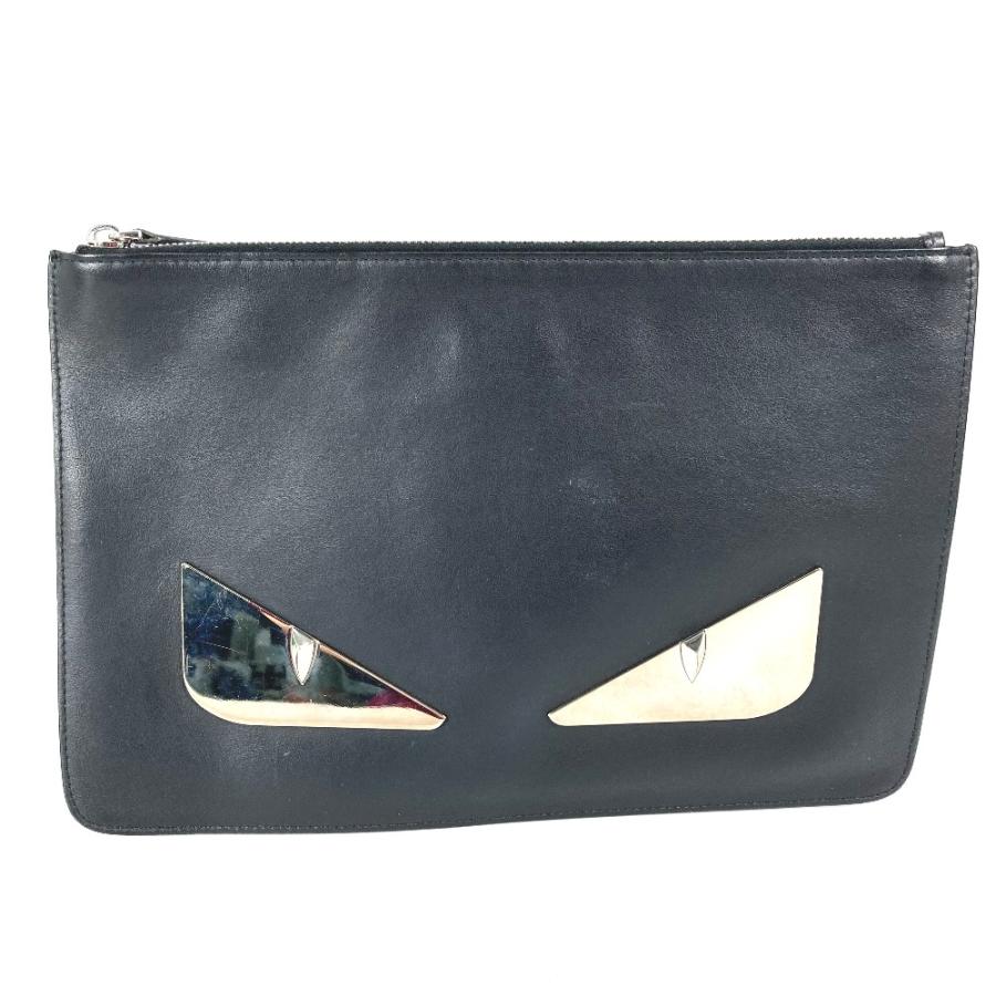 FENDI フェンディ 7N0078 モンスター バグス ポーチ カバン クラッチバッグ ブラック メンズ【中古】 | FENDI | 01