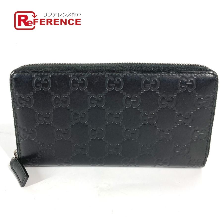 GUCCI グッチ 307987 ロングウォレット ラウンドファスナー グッチシマ GG 長財布 ブラック レディース【中古】 | GUCCI