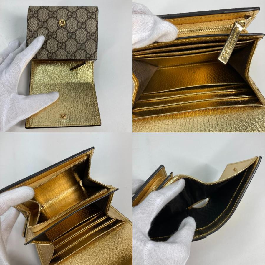 美品 GUCCI グッチ 598587 GGマーモント コンパクトウォレット 2つ折り財布 ゴールド レディース【中古】 | GUCCI | 09