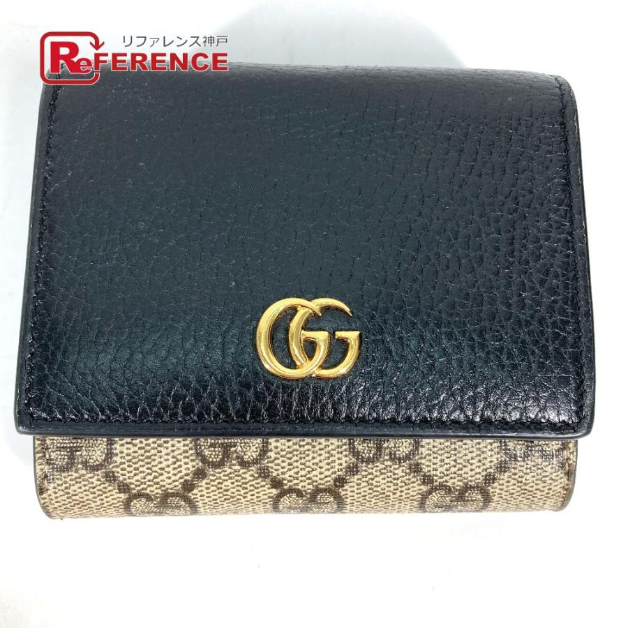 GUCCI グッチ 598587 GGマーモント コンパクトウォレット GGスプリーム 2つ折り財布 ベージュ レディース【中古】 | GUCCI