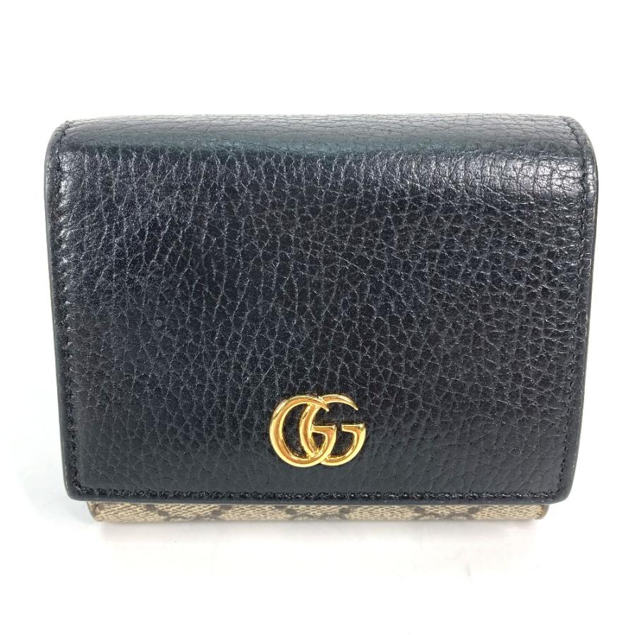 GUCCI グッチ 598587 GGマーモント コンパクトウォレット GGスプリーム 2つ折り財布 ベージュ レディース【中古】 | GUCCI | 01