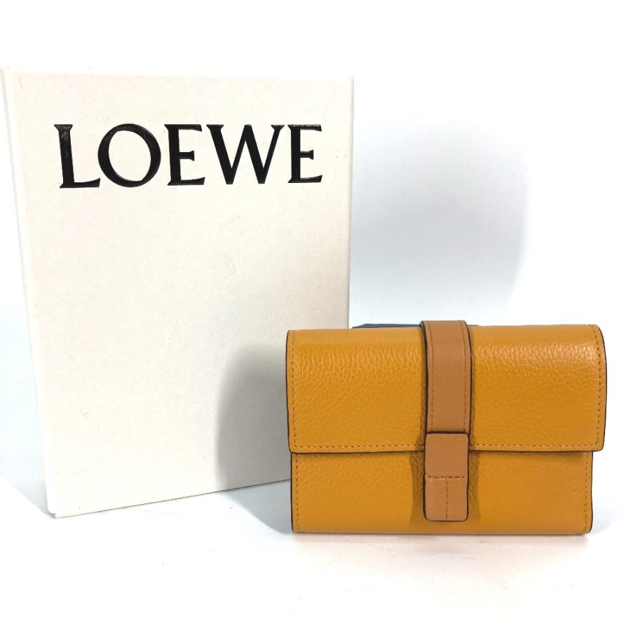 新品同様 LOEWE ロエベ アナグラム スモール バーティカルウォレット コンパクトウォレット 3つ折り財布 イエロー レディース【中古】 | LOEWE | 01