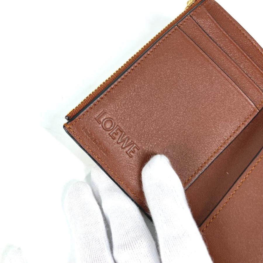 新品同様 LOEWE ロエベ アナグラム スモール バーティカルウォレット コンパクトウォレット 3つ折り財布 イエロー レディース【中古】 | LOEWE | 08
