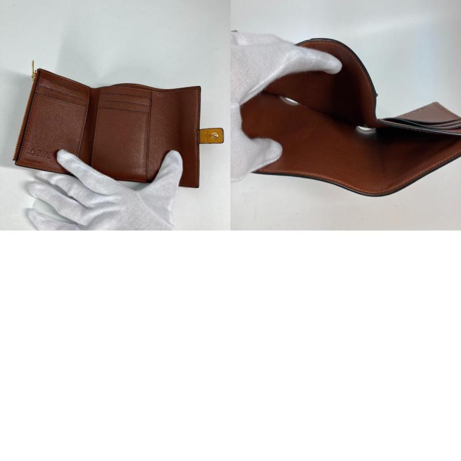 新品同様 LOEWE ロエベ アナグラム スモール バーティカルウォレット コンパクトウォレット 3つ折り財布 イエロー レディース【中古】 | LOEWE | 09