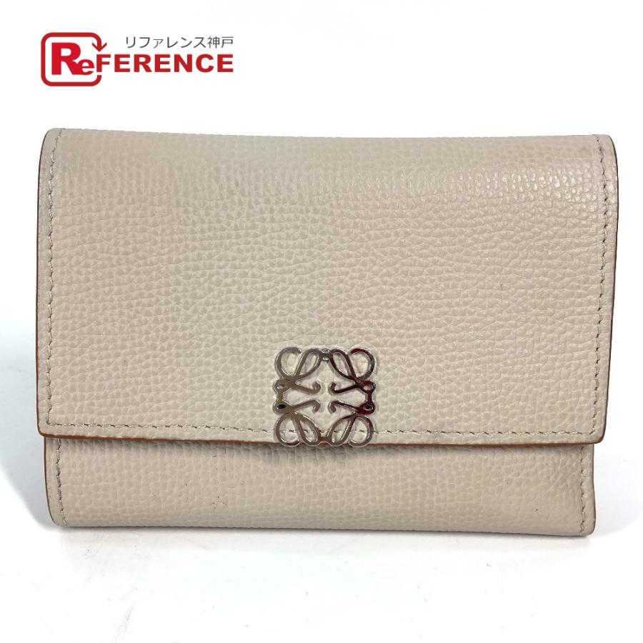 LOEWE ロエベ C821S33X07 バーティカル ウォレット スモール コンパクト アナグラム 3つ折り財布 ライトゴースト ベージュ 【中古】 | LOEWE