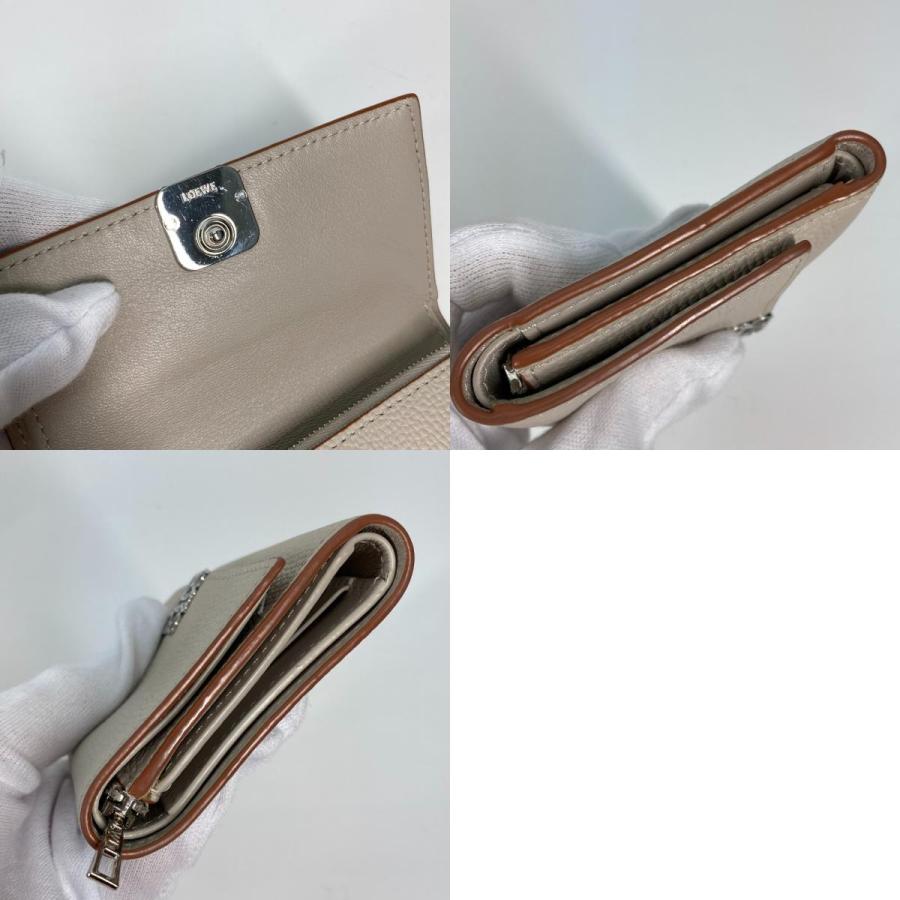 LOEWE ロエベ C821S33X07 バーティカル ウォレット スモール コンパクト アナグラム 3つ折り財布 ライトゴースト ベージュ 【中古】 | LOEWE | 09