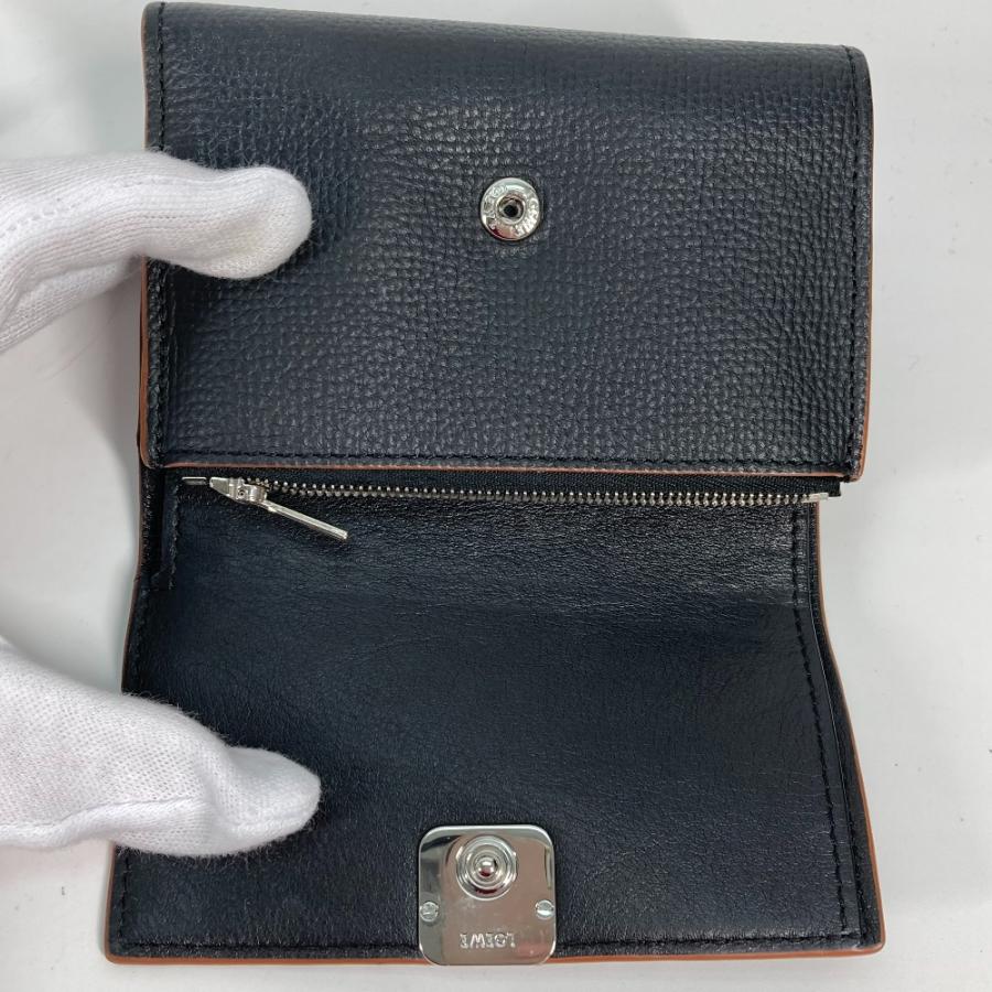 LOEWE ロエベ バーティカル ウォレット スモール コンパクトウォレット アナグラム 3つ折り財布 ブラック レディース【中古】 | LOEWE | 07