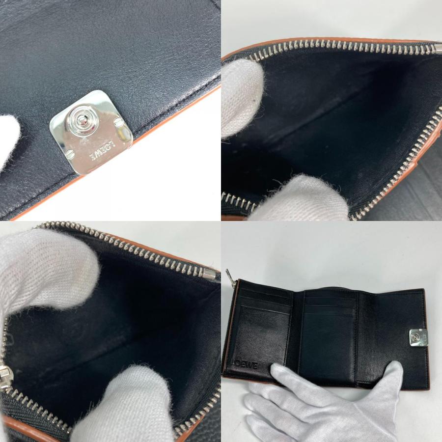 LOEWE ロエベ バーティカル ウォレット スモール コンパクトウォレット アナグラム 3つ折り財布 ブラック レディース【中古】 | LOEWE | 08