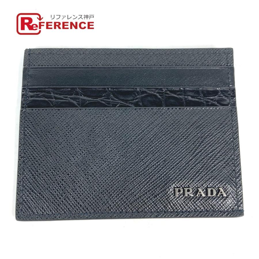 美品 PRADA プラダ 2MC223 ロゴ  名刺入れ パスケース カードケース ブラック メンズ【中古】 | PRADA