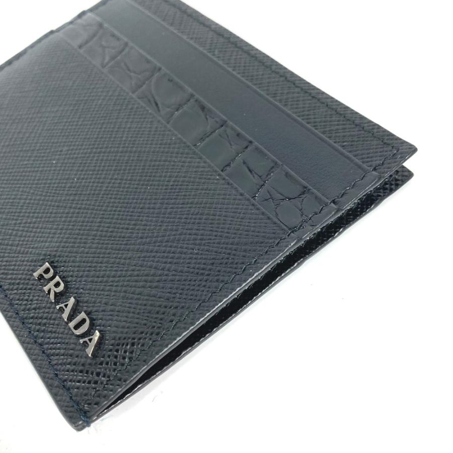 美品 PRADA プラダ 2MC223 ロゴ  名刺入れ パスケース カードケース ブラック メンズ【中古】 | PRADA | 05